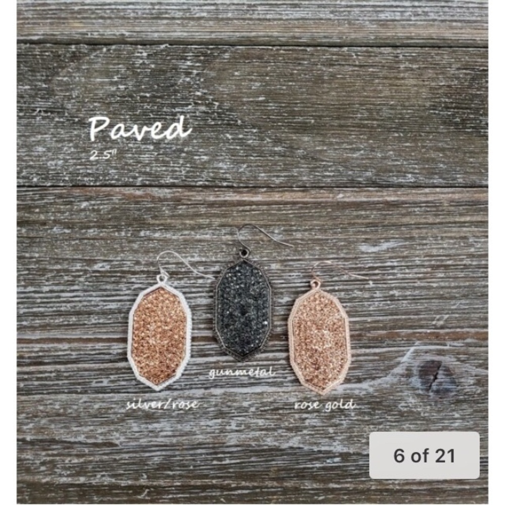 Paved Druzy Silver/Rose & Gunmetal Earrings